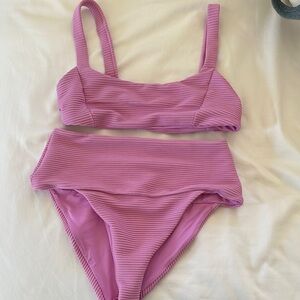 L*Space Lavender pink Ribbed Bikini Set